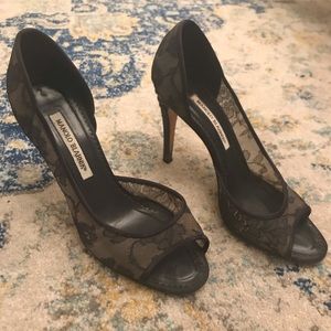Manolo Blahnik Navy open toe